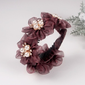 Coloré Organza Twist Queue De Cheval Épingle À Cheveux Perle Fleurs Enroulement <span class=keywords><strong>Banane</strong></span> Clip À La Mode Filles Queue De Cheval <span class=keywords><strong>Boucle</strong></span> Pince À Cheveux - Product Image 4