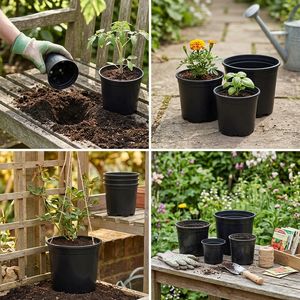 Pots de pépinière en plastique noir robustes et écologiques, jardinières durables avec trous de drainage pour la plantation commerciale d'arbres - Product Image 5