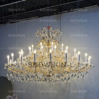 Lustre en cristal doré de luxe de haute qualité, grand lustre de plafond, éclairage suspendu en cristal K9 pour salle de banquet, hôtel, mariage
