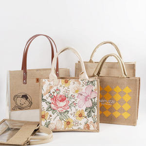Fashion Large Natural Eco-Friendly Burlap <b>Jute</b> Shopping Tote Beach Bag Custom Printed Wholesale From Shopper - Product Image 2