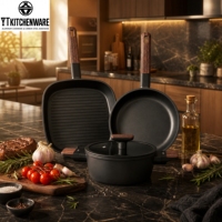 Ensemble de casseroles en aluminium durable avec couvercle en verre, compatible induction et gaz, marmite de 28 cm, équipement de cuisine de qualité professionnelle