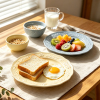 Service de table en céramique jaune crème à motifs floraux en relief, assiettes rétro, bols à riz, vaisselle pour la maison et les restaurants