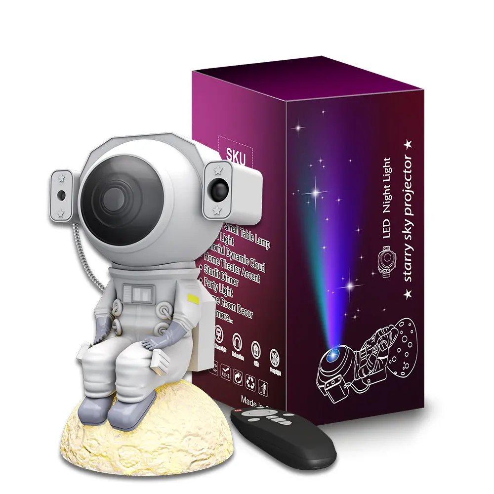 Starry Sky lampu proyektor astronot, lampu malam ruang angkasa Bluetooth musik astronot untuk dekorasi rumah