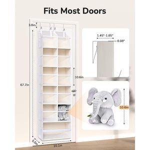 Over The Door Organizer 19 Pockets Hanging <b>Storage</b> With Clear Windows For Closet Bathroom Nursery Beige Rectangle Hook Type - Product Image 2