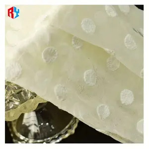 Factory outlet white net fabric 49" polka dot embroidered fabric for wedding dress