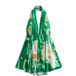 <span class=keywords><strong>2025</strong></span> nouvelles femmes Sexy robe imprimé fleuri robe dos nu <span class=keywords><strong>vacances</strong></span> robe courte dame licou jupe - Product Image 5