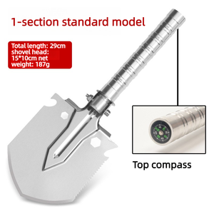 Attrezzatura tattica multifunzionale per esterni, pala pieghevole in acciaio al manganese di grado militare per campeggio, pesca e sopravvivenza. - Product Image 2