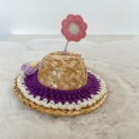 Nouveau Chapeau/Couvre-chef pour Animaux de Compagnie en Polyester et Nylon à Motif Uni pour Petits Chiens/Chats - Accessoires de Mode pour Animaux d'Été/Hiver