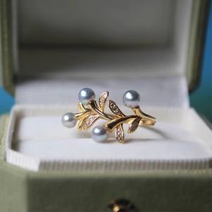 Anillo de Plata S925 DIY 10649 con Base Vacía para Doble Perla, Anillo para Perlas Redondas de 7-8mm, Accesorios Femeninos, Joyería de Perlas - Product Image 1