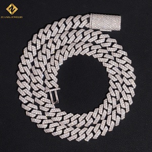 ZUANFA JEWELRY Moissanite <b>Statement</b> <b>Necklace</b> 925 Silver Rhodium Plated Cuban Link Chain Geometric Design Party Jewelry Unisex - Product Image 1