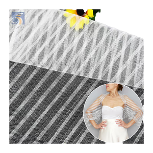 Factory Direct 100% Polyester Premium <strong>Tulle</strong> White Striped Mesh Stretch Fabric for Wedding Dresses &amp; Garments Girls' Bags - Product Image 1