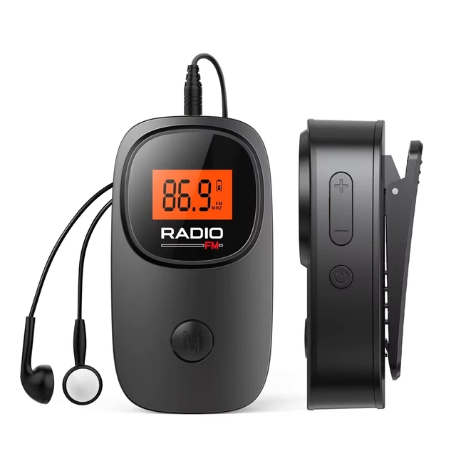 Mini Portable Plastic FM Radio 76-108MHz Sensitive Digital Receiver with LCD Display 0-5W Output Built-In Speaker Emergency Use