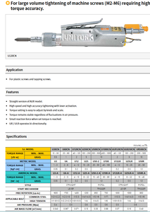 ไขควงลม TOHNICHI ผลิตในญี่ปุ่น รุ่น U30CN, U60CN, U120CN, U250CN, U500CN, U1000CN, ULR120CN, ULR250CN  ไขควงแรงบิดลม AUR5N TOHNICHI ญี่ปุ่น - Product Image 2