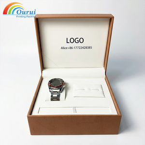 Coffret Cadeau Luxe en Cuir PU Marron Personnalisable avec Logo pour Montre, Stylo et Boutons de Manchette, Boîte à Rabat avec Insert en Cuir, Vente Directe Usine - Product Image 5