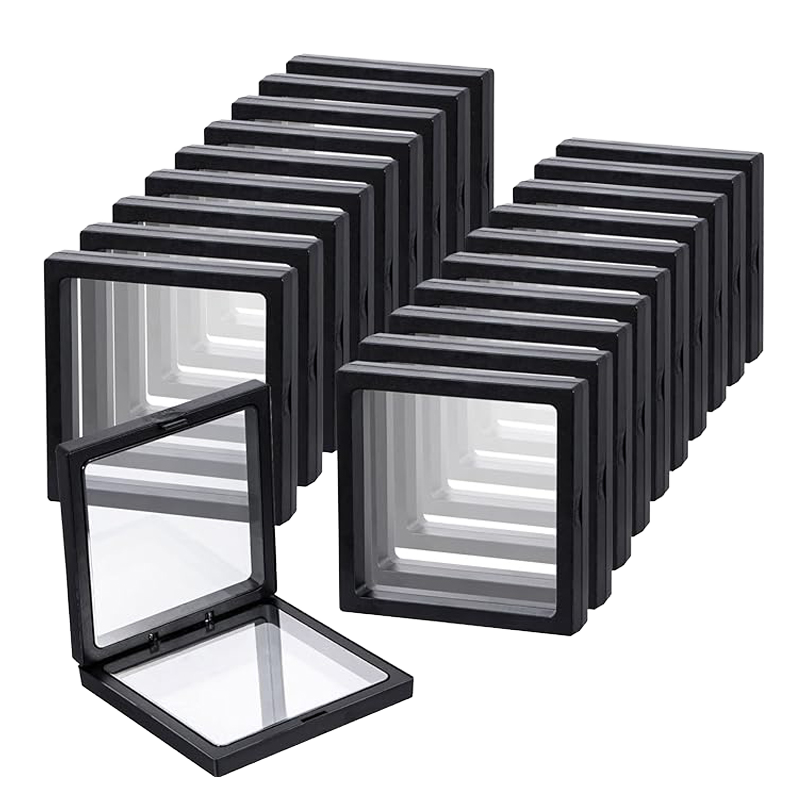 3D Floating Frame ABS+PC Luxury Packaging Square Buckle Closure Jewelry Charms Coin Medal Gem Stone Packing Display Storage Box