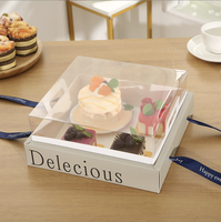 Boîtes à friandises en papier transparent Conteneur à gâteaux Boîtes d'emballage de dessert à cupcake transparent