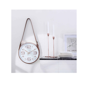 Yy Vàng Đồng Hồ Treo Tường Bắc Âu Vogue Câm Phong Trào Đồng Hồ Kính Tối Giản Trang Trí Nội Thất PU Da Vành Đai Treo Đồng Hồ - Product Image 2