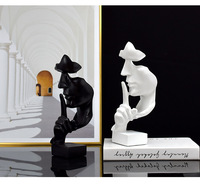 Figurines en résine abstraite modernes et décoratives, faites à la main, « Le silence est d'or », décorations d'étagère, accents, statue pour bureau, bibliothèque