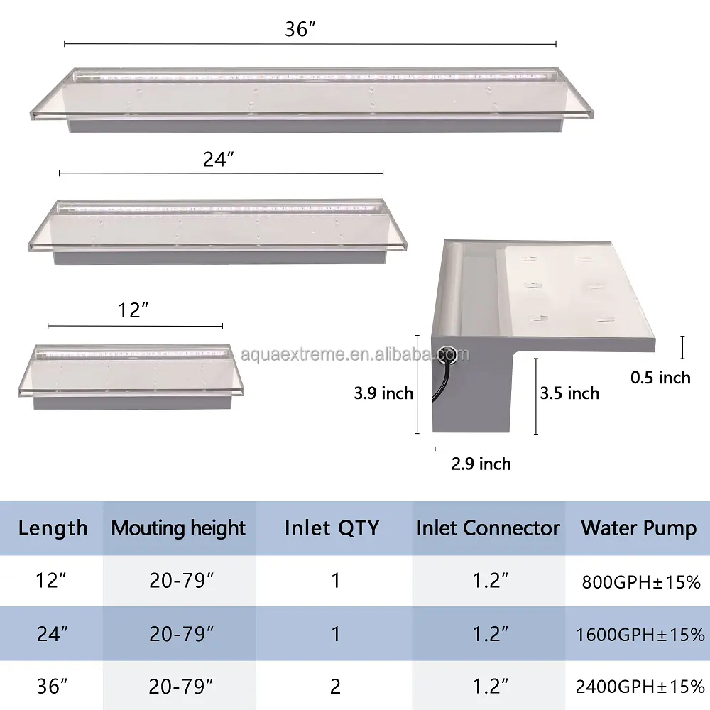 Cascata per piscina PONDO 24 "con 7 colori luci a LED Set di fontane per laghetto in acrilico per decorazioni per esterni Kit di scarico per Patio