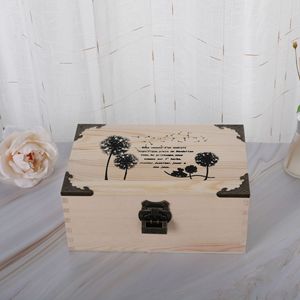 Boîte de rangement en bois rectangulaire, hauteur 8 cm, design sérigraphié, emballage cadeau pour bijoux, boîte décorative - Product Image 1