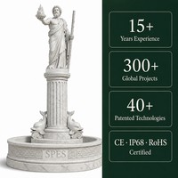 Fontaine en marbre en gros avec statue Spes, bol à flamme, fonction aquatique, motif meandre et dauphin pour Villa, Domaine, Parc, Hôtel