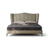 Zeitgenössisches Modernes Gepolstertes Echtes Weiches Lederbett in Vollgröße Luxuriöses Schlafzimmer-Möbelset für Zuhause & Hotel