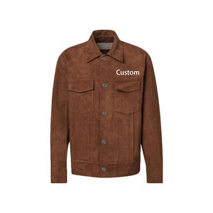 Veste en <span class=keywords><strong>daim</strong></span> marron pour hommes, manteau en cuir souple classique à la mode, vêtements d'extérieur confortables et durables pour le streetwear d'affaires - Product Image 1