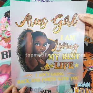 Mélanine Popping Afro Girl DTF Transfert Impression Prêt à Presser pour Vêtement Chemises Sacs Vêtements - Product Image 5