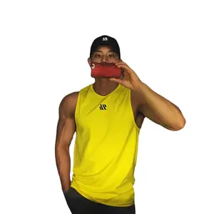 Kustom kaus otot tanpa lengan musim panas 100% poliester Tank top kebugaran otot cepat kering pria