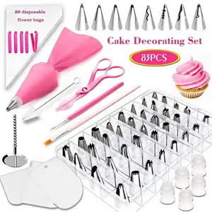 Wanlihao 83 Piece Set Cake Accessories Stainless Steel Cake Nozzle and Pastry Bag Baking Decoration Tools