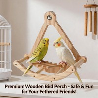 Jouet à bascule en bois pour perroquet, forme bateau pirate, avec cage à oiseaux, roue d'exercice rotative, échelle d'escalade et accessoire anti-ennui