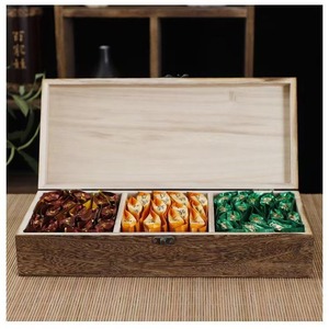 Wooden <b>Tea</b> Storage <b>Box</b> Rectangle Compartmentalized Desktop Organizer Zen Style Gift Packaging <b>Box</b> - Product Image 2