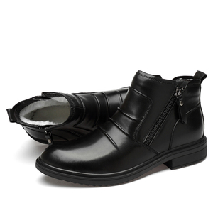 Bottes en cuir d'hiver mi-mollet, style britannique, formelles et décontractées, tendance, avec fermeture éclair latérale, respirantes, antidérapantes, résistantes à la neige, chaudes, pour le travail - Product Image 5