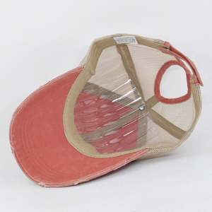 Wholesale Women's <b>Light</b> Version Multicolor 6 Panels Baseball Cap New Ponytail Washed <b>Net</b> Cap - Product Image 5