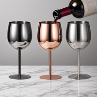 Copa de Vino de Acero Inoxidable 304 de 12oz/17oz 350ml 500ml, Irrompible, con Tallo Largo, para Bar, Fiesta, Aire Libre, con Logotipo Personalizado OEM