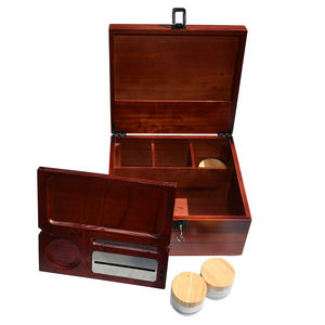 Youlike Bamboo Custom Logo Wood Stash <b>Box</b> With <b>Rolling</b> Tray Lock and Jars <b>Rolling</b> Tray With Magnetic Lid Fox Skills Extra Large - Product Image 1