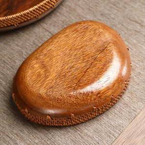 Japanese Style Handmade Rattan Lacquered Black Walnut Fruit Plate Oval Multifunctional Dessert <b>Tray</b> Storage <b>Tray</b> Desktop <b>Tea</b> - Product Image 4