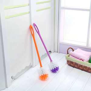 שמש ידידותית לסביבה עגול ראש פלסטיק טואלט ניקוי מברשת ססגוניות קיר רכוב עם ידית ארוך עיצוב אנטיבקטריאלי - Product Image 2