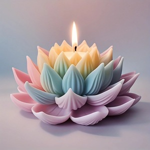 Silicone Lotus <b>Candle</b> <b>Mold</b> 3D Flower Shape For DIY <b>Candles</b> Soap Plaster Decorative Crafting - Product Image 1