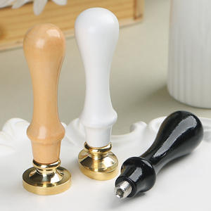 Manija de madera para sellos de cera, color blanco natural y negro, para manualidades de sellado - Product Image 2