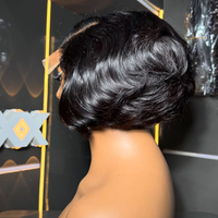 Perruque courte bob en cheveux humains, perruque coupe pixie sans colle, fournisseurs de perruques en cheveux humains, vente en gros, perruques lisses fabriquées à la machine, cheveux indiens bruts
