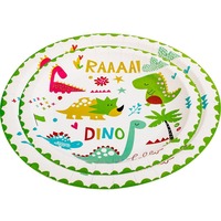 Vaisselle jetable à thème dinosaure de couleur verte, assiettes en papier de 7 pouces et 9 pouces, serviettes, nappes pour décorations de fête d'anniversaire de garçon