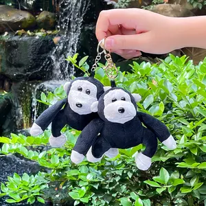 Black Monkey Plushy Key Chain Mini 10cm Stuffed Soft Doll Plush Orangutan Keychain