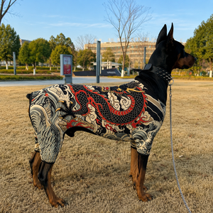 Costume per Cani XS-10XL, Tuta Intera con Tatuaggi Giapponesi, Vestito Divertente a Quattro Zampe Elasticizzato, Costume Personalizzato per Animali Domestici - Product Image 4