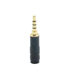 ONLYOA 纯版本魅力黑色 3.5毫米音频连接器立体声 4 极插孔插头适配器纯铜镀金标准