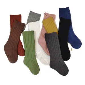 Calcetines para niños y niñas, calcetines largos acanalados hasta la rodilla de Color sólido para niños, botas, calentadores de piernas para niños, calcetines uniformes - Product Image 1