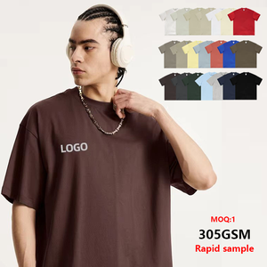 Hochwertige schwere benutzer definierte Logo Rapid Sampling Baumwolle fallen Schulter übergroße T-Shirt Streetwear T-Shirts für Männer - Product Image 1