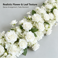 Guirlande de fleurs artificielles mélangées roses et eucalyptus pour décoration d'allée de mariage, arrangement d'arche, vitrine