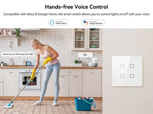 Nuevo Interruptor de Luz de Pared Táctil Kooyii WiFi Inteligente para Automatización del Hogar, 16A, Cristal, Neutro, UE/Reino Unido, 1-4 Botones, Compatible con <span class=keywords><strong>Alexa</strong></span> y <span class=keywords><strong>Google</strong></span> (2026) - Product Image 6