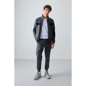 Ensemble de survêtement pour homme gris foncé texturé, coupe standard, brodé - 85248 - Gris foncé/gris foncé - Product Image 1